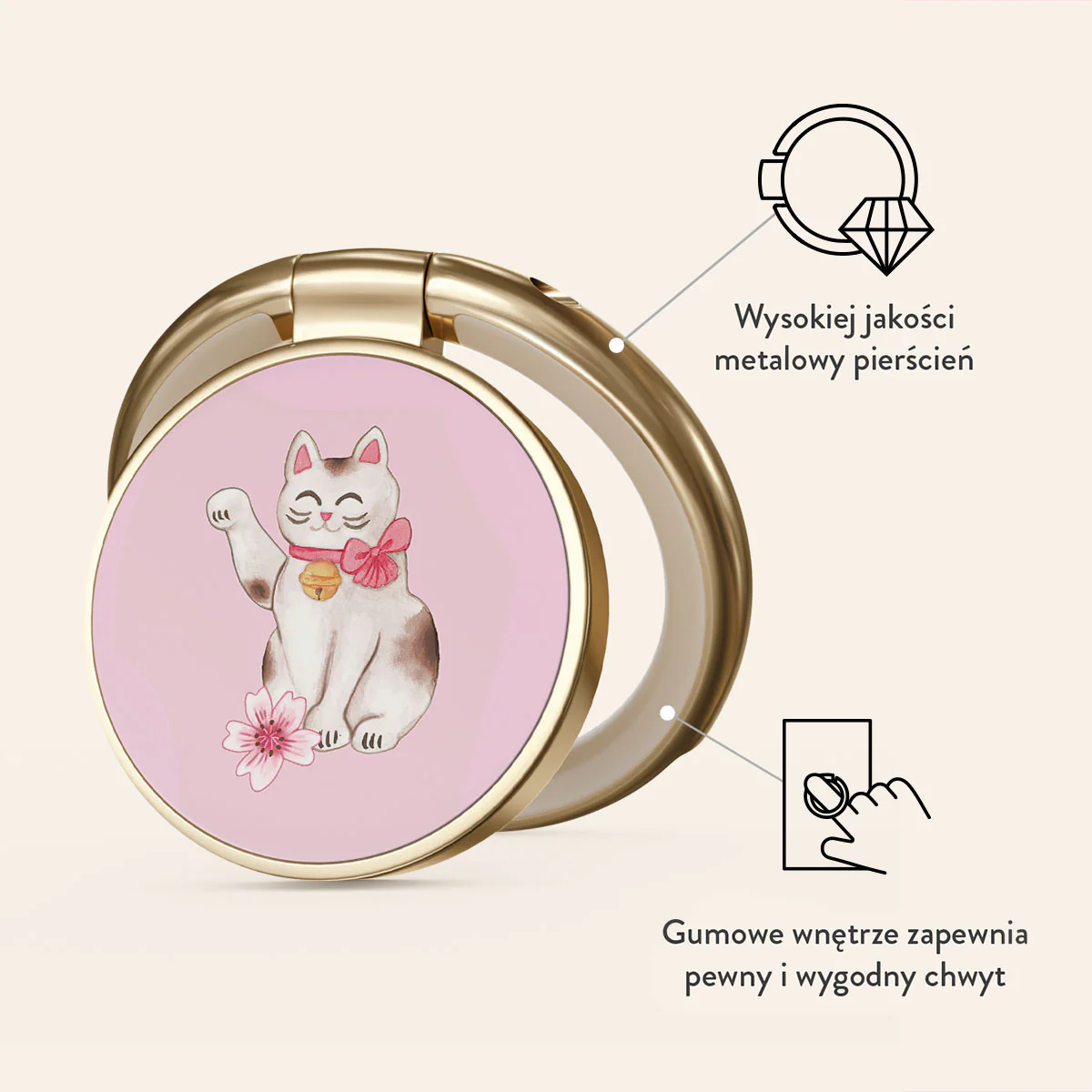 Maneki Neko - Samoprzylepny Okrągły Uchwyt - Image 7