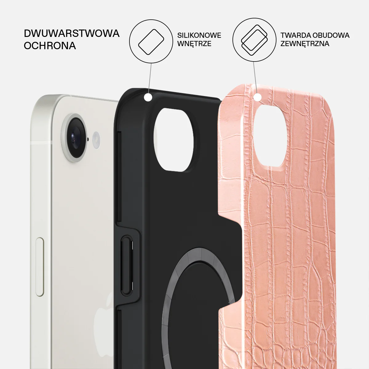 Pink Croco - iPhone 17e Etui - Image 2