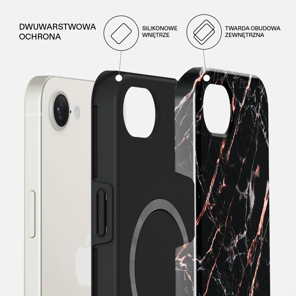 Rose Gold Marble - iPhone 17e Etui - Image 2
