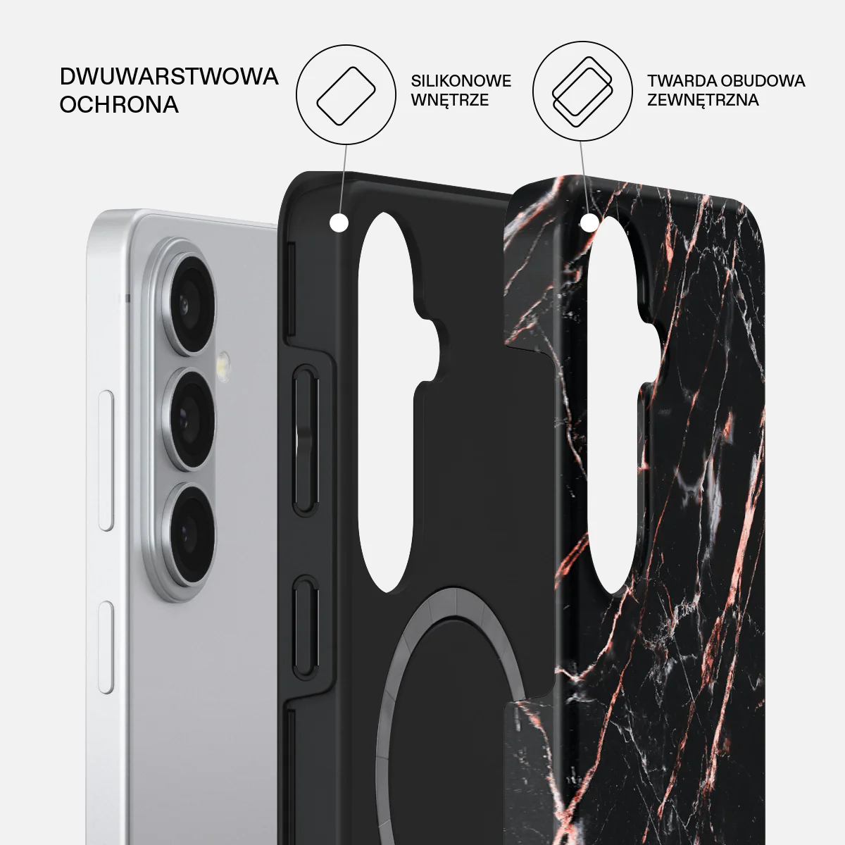 Rose Gold Marble - Samsung Galaxy S26 Plus Etui - Image 2